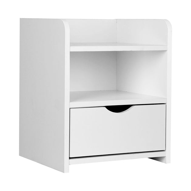 Artiss Bedside Table Drawer - White - Delldesign Living - Furniture > Bedroom - free-shipping, hamptons