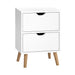 Artiss Bedside Tables Drawers Side Table Nightstand White Storage Cabinet Wood - Delldesign Living - Furniture > Bedroom - free-shipping, hamptons