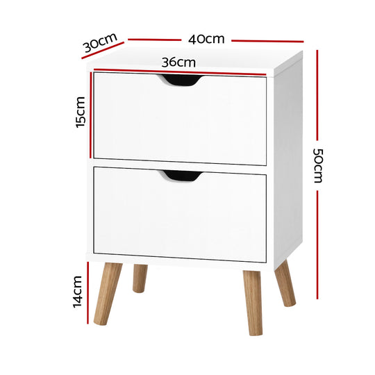 Artiss Bedside Tables Drawers Side Table Nightstand White Storage Cabinet Wood - Delldesign Living - Furniture > Bedroom - free-shipping, hamptons