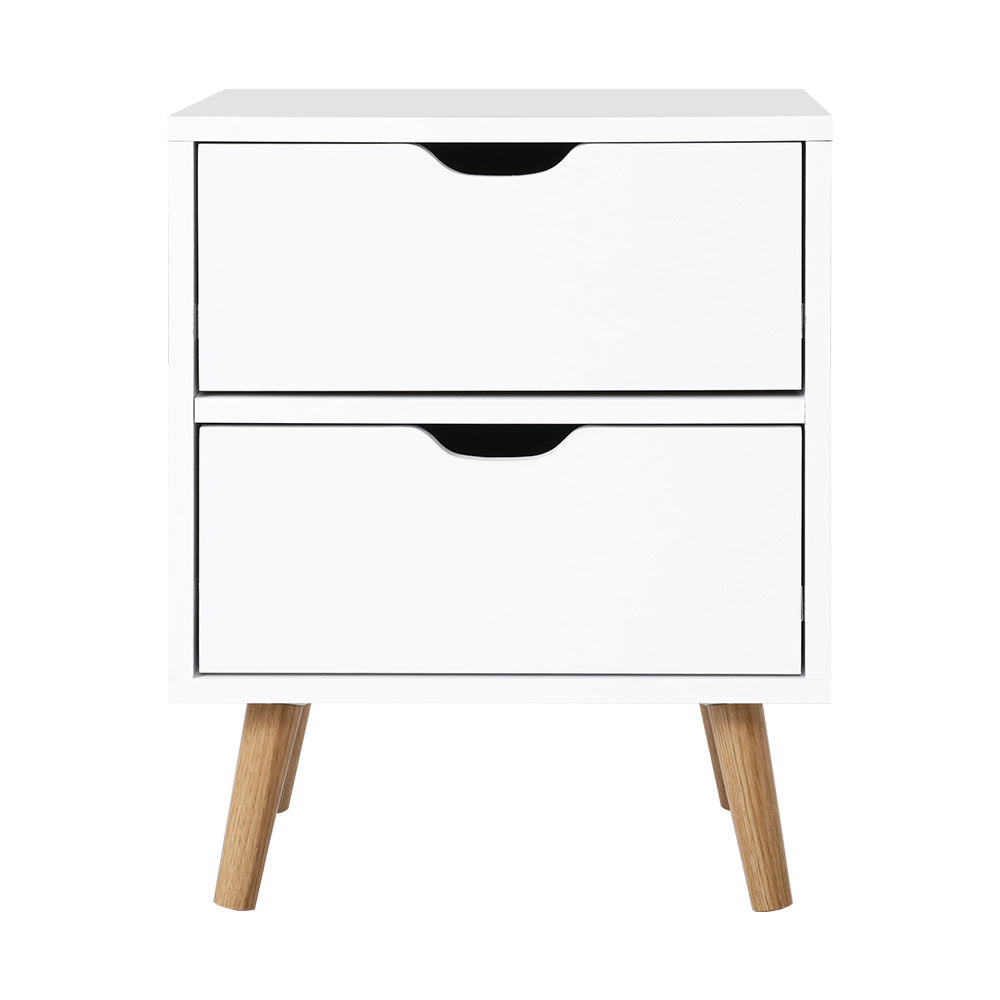 Artiss Bedside Tables Drawers Side Table Nightstand White Storage Cabinet Wood - Delldesign Living - Furniture > Bedroom - free-shipping, hamptons