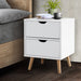 Artiss Bedside Tables Drawers Side Table Nightstand White Storage Cabinet Wood - Delldesign Living - Furniture > Bedroom - free-shipping, hamptons