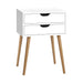 Artiss Bedside Tables Drawers Side Table Nightstand Wood Storage Cabinet White - Delldesign Living - Furniture > Bedroom - free-shipping, hamptons