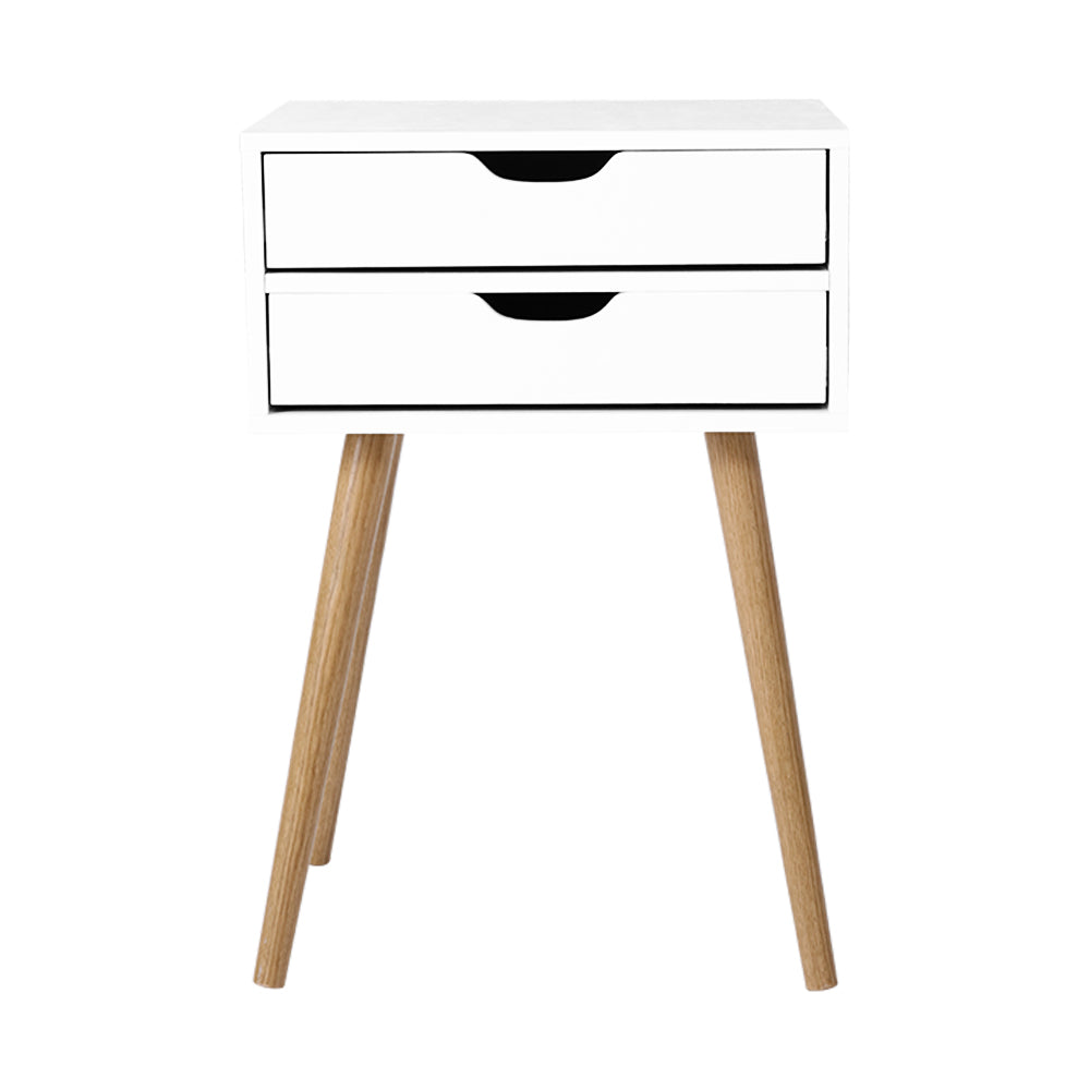 Artiss Bedside Tables Drawers Side Table Nightstand Wood Storage Cabinet White - Delldesign Living - Furniture > Bedroom - free-shipping, hamptons