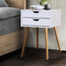 Artiss Bedside Tables Drawers Side Table Nightstand Wood Storage Cabinet White - Delldesign Living - Furniture > Bedroom - free-shipping, hamptons