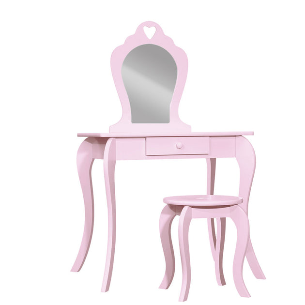 Keezi Pink Kids Vanity Dressing Table Stool Set Mirror Princess Children Makeup - Delldesign Living - Furniture > Bedroom - free-shipping