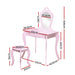 Keezi Pink Kids Vanity Dressing Table Stool Set Mirror Princess Children Makeup - Delldesign Living - Furniture > Bedroom - free-shipping