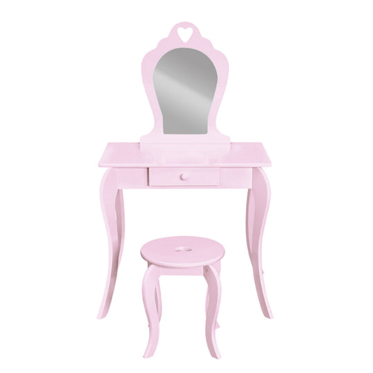 Keezi Pink Kids Vanity Dressing Table Stool Set Mirror Princess Children Makeup - Delldesign Living - Furniture > Bedroom - free-shipping