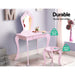 Keezi Pink Kids Vanity Dressing Table Stool Set Mirror Princess Children Makeup - Delldesign Living - Furniture > Bedroom - free-shipping