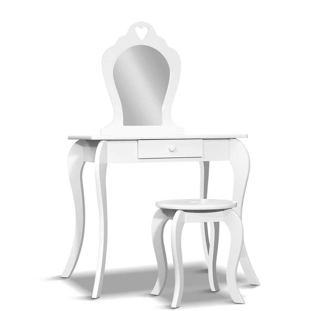 Keezi White Kids Vanity Dressing Table Stool Set Mirror Princess Children Makeup - Delldesign Living - Baby & Kids > Kid's Furniture - free-shipping, hamptons