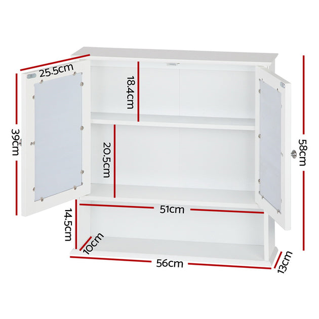 Artiss Bathroom Tallboy Storage Cabinet with Mirror - White - Delldesign Living - Furniture > Bathroom - free-shipping, hamptons