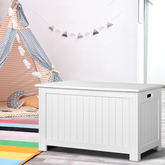 Keezi Kids Wooden Toy Chest Storage Blanket Box White Children Room Organiser - Delldesign Living - Baby & Kids > Kid's Furniture - free-shipping, hamptons