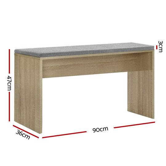 Artiss Dining Bench NATU Upholstery Seat Stool Chair Cushion Kitchen Furniture Oak 90cm - Delldesign Living - Furniture > Dining - free-shipping, hamptons