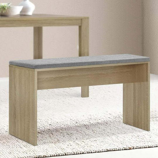 Artiss Dining Bench NATU Upholstery Seat Stool Chair Cushion Kitchen Furniture Oak 90cm - Delldesign Living - Furniture > Dining - free-shipping, hamptons