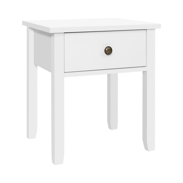 Bedside Tables Drawer Side Table Nightstand White Storage Cabinet White Lamp - Delldesign Living - Furniture > Bedroom - free-shipping, hamptons