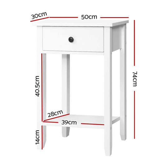 Bedside Tables Drawer Side Table Nightstand White Storage Cabinet White Shelf - Delldesign Living - Furniture > Bedroom - free-shipping, hamptons