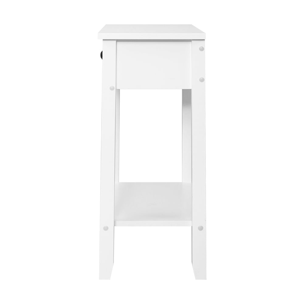 Bedside Tables Drawer Side Table Nightstand White Storage Cabinet White Shelf - Delldesign Living - Furniture > Bedroom - free-shipping, hamptons