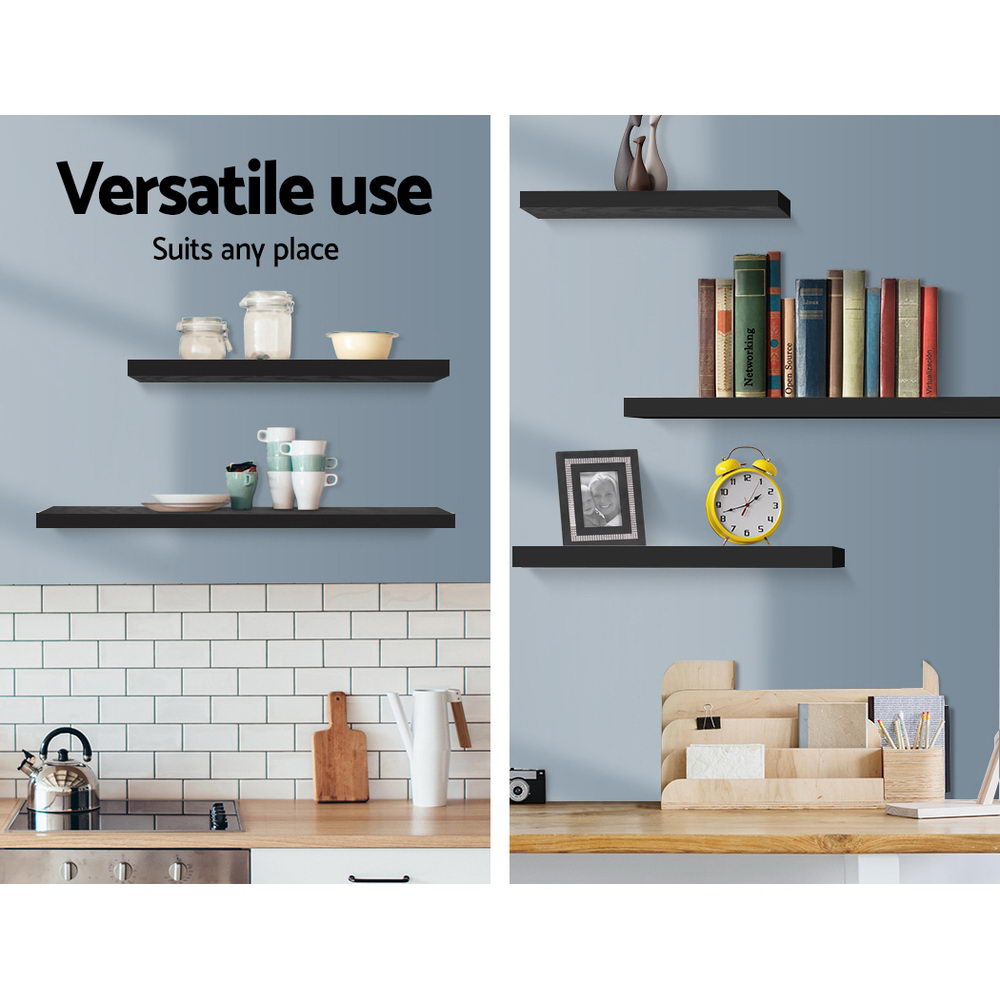 Artiss 3 Piece Floating Wall Shelves - Black - Delldesign Living - Home & Garden > Storage - free-shipping
