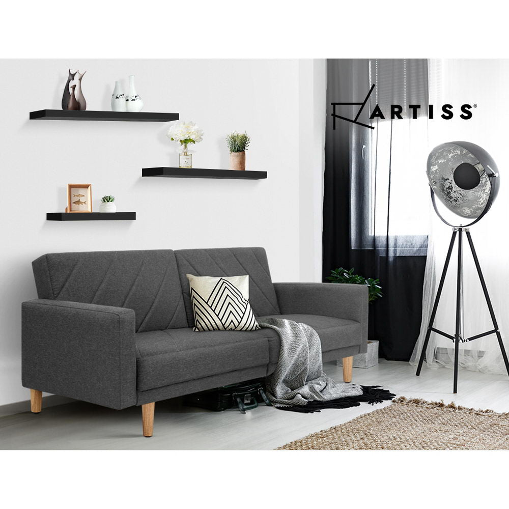 Artiss 3 Piece Floating Wall Shelves - Black - Delldesign Living - Home & Garden > Storage - free-shipping