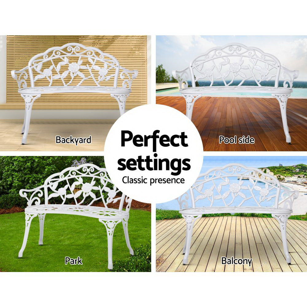 Gardeon Victorian Garden Bench White - Delldesign Living - Furniture > Outdoor - free-shipping