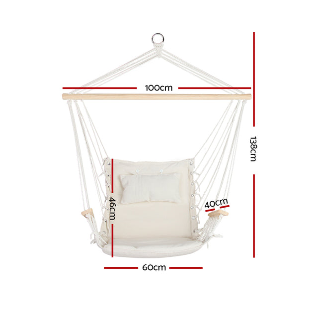 Gardeon Hammock Hanging Swing Chair - Cream - Delldesign Living - Home & Garden > Hammocks - free-shipping