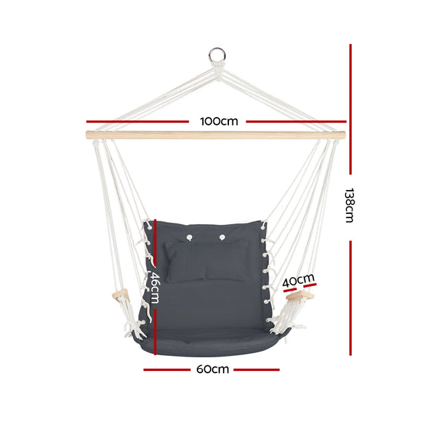 Gardeon Hammock Hanging Swing Chair - Grey - Delldesign Living - Home & Garden > Hammocks - free-shipping