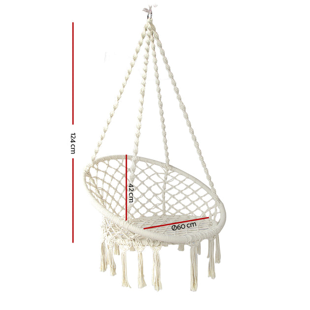 Gardeon Hammock Chair Swing Bed Relax Rope Portable Outdoor Hanging Indoor 124CM - Delldesign Living - Home & Garden > Hammocks - free-shipping