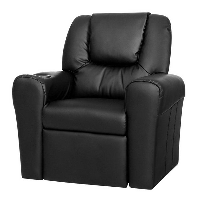 Keezi Kids Recliner Chair Black PU Leather Sofa Lounge Couch Children Armchair - Delldesign Living - Baby & Kids > Kid's Furniture - free-shipping