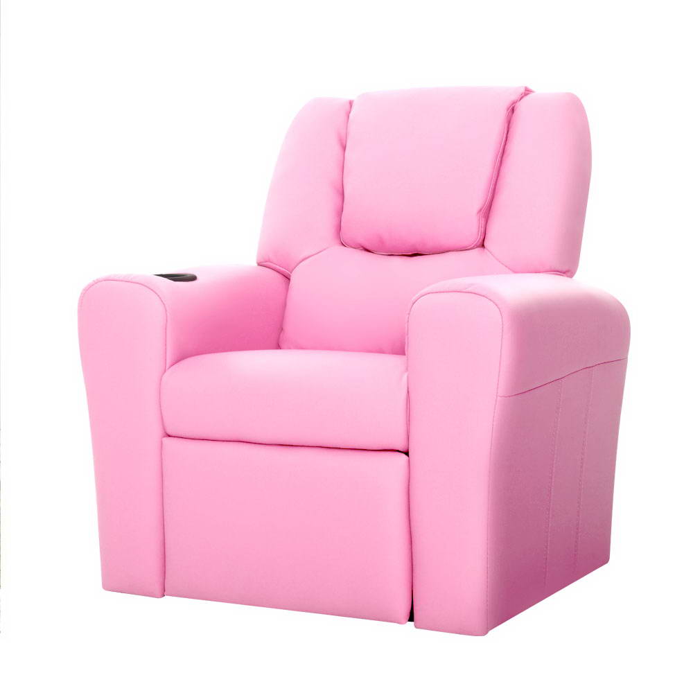 Keezi Kids Recliner Chair Pink PU Leather Sofa Lounge Couch Children Armchair - Delldesign Living - Baby & Kids > Kid's Furniture - free-shipping