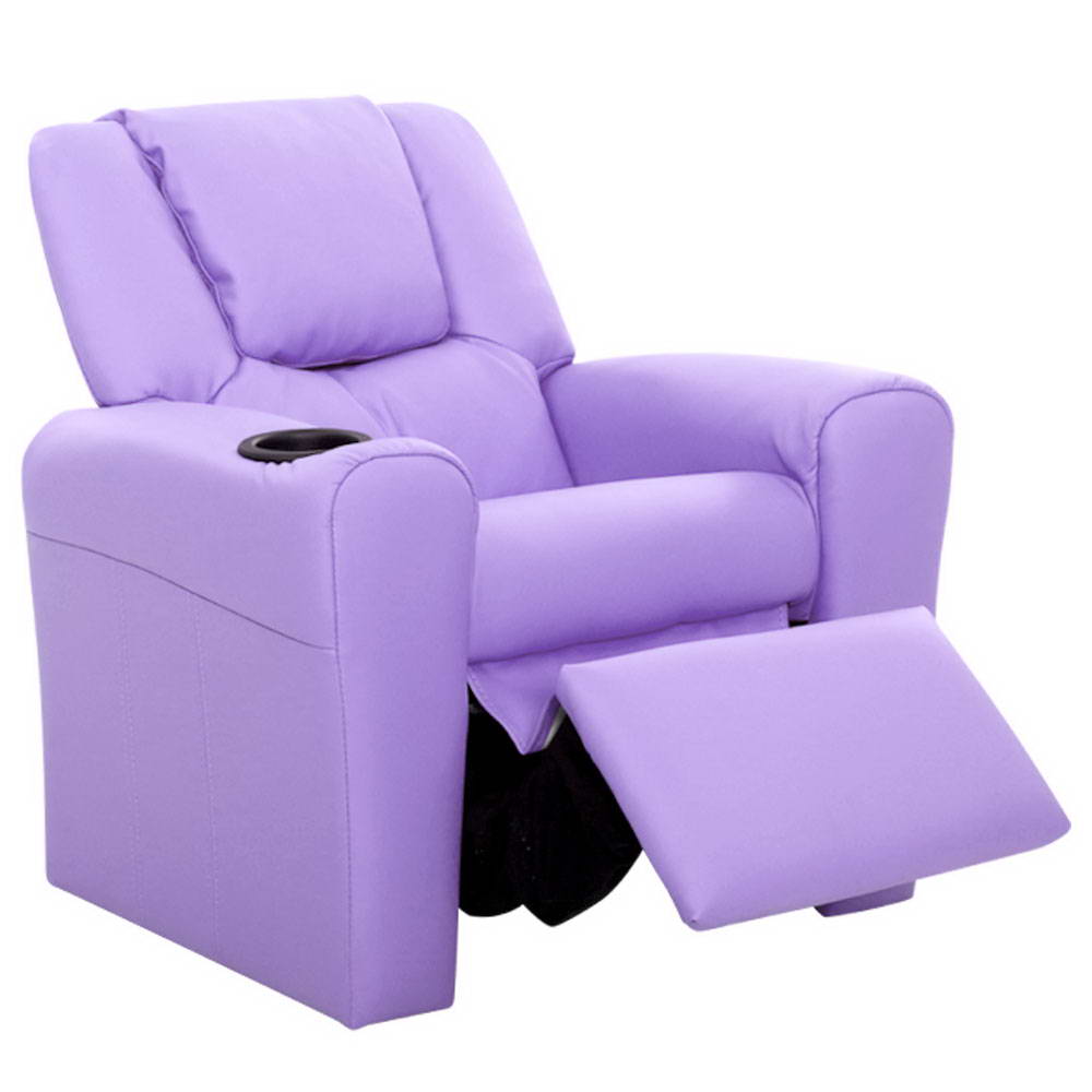 Keezi Kids Recliner Chair Purple PU Leather Sofa Lounge Couch Children Armchair - Delldesign Living - Baby & Kids > Kid's Furniture - free-shipping