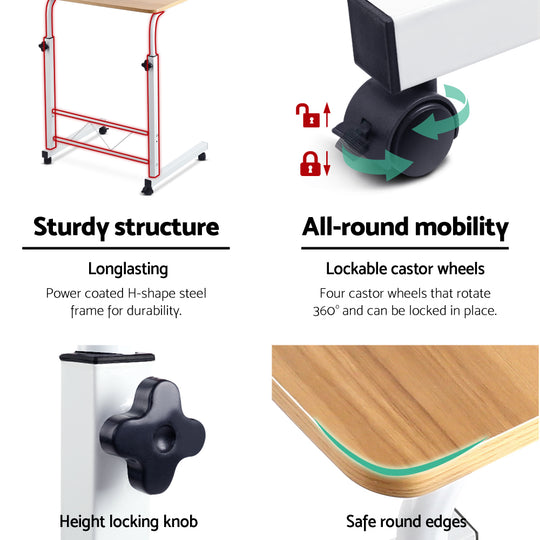 Artiss Laptop Table Desk Portable - Light Wood - Delldesign Living - Furniture > Office - free-shipping