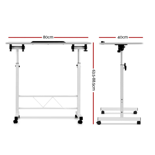 Portable Mobile Laptop Desk Notebook Computer Height Adjustable Table Sit Stand Study Office Work White - Delldesign Living - Furniture > Office - free-shipping