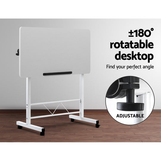 Portable Mobile Laptop Desk Notebook Computer Height Adjustable Table Sit Stand Study Office Work White - Delldesign Living - Furniture > Office - free-shipping