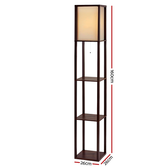 Artiss Floor Lamp Vintage Reding Light Stand Wood Shelf Storage Organizer Home - Delldesign Living - Home & Garden > Lighting - free-shipping