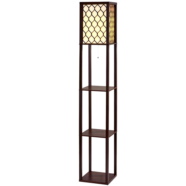Artiss Floor Lamp LED Storage Shelf Standing Vintage Wood Light Reading Bedroom - Delldesign Living - Furniture > Bedroom - free-shipping