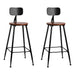 Set of 2 Artiss Bar Stools Pinewood Metal - Black and Wood - Delldesign Living - Furniture > Bar Stools & Chairs - free-shipping