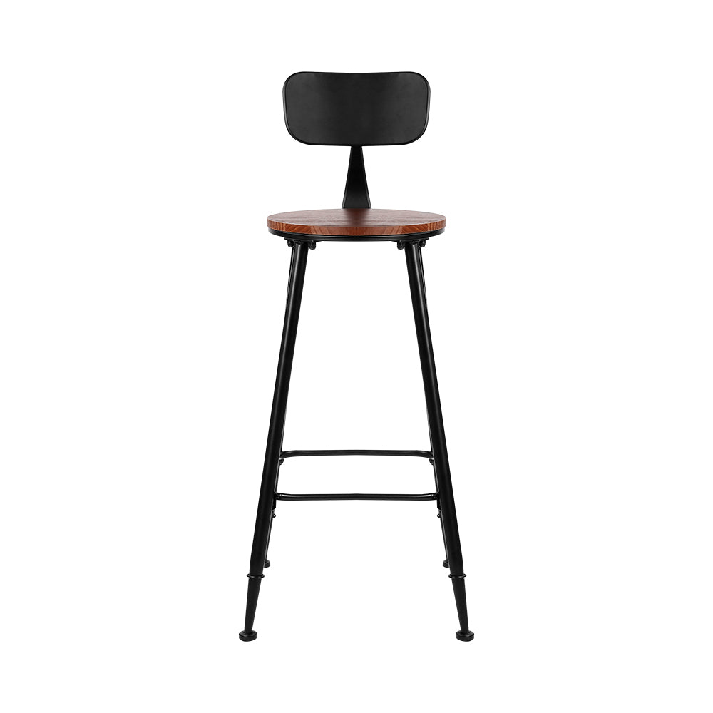 Set of 2 Artiss Bar Stools Pinewood Metal - Black and Wood - Delldesign Living - Furniture > Bar Stools & Chairs - free-shipping