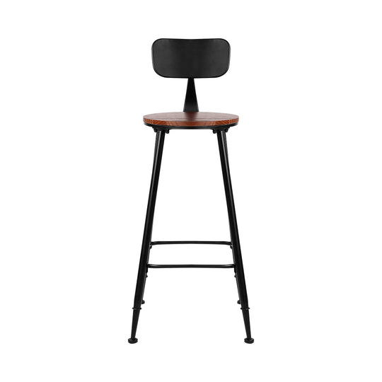 Set of 2 Artiss Bar Stools Pinewood Metal - Black and Wood - Delldesign Living - Furniture > Bar Stools & Chairs - free-shipping