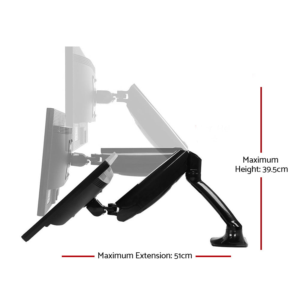 Artiss Monitor Arm Mount Dual Gas Black - Delldesign Living - Furniture > Office - free-shipping