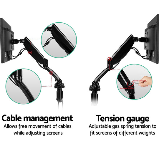 Artiss Monitor Arm Mount Single Gas Black - Delldesign Living - Furniture > Office - free-shipping