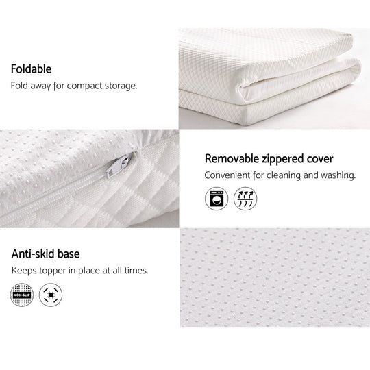 Giselle Bedding Memory Foam Mattress Topper w/Cover 8cm - Single - Delldesign Living - Furniture > Mattresses - free-shipping