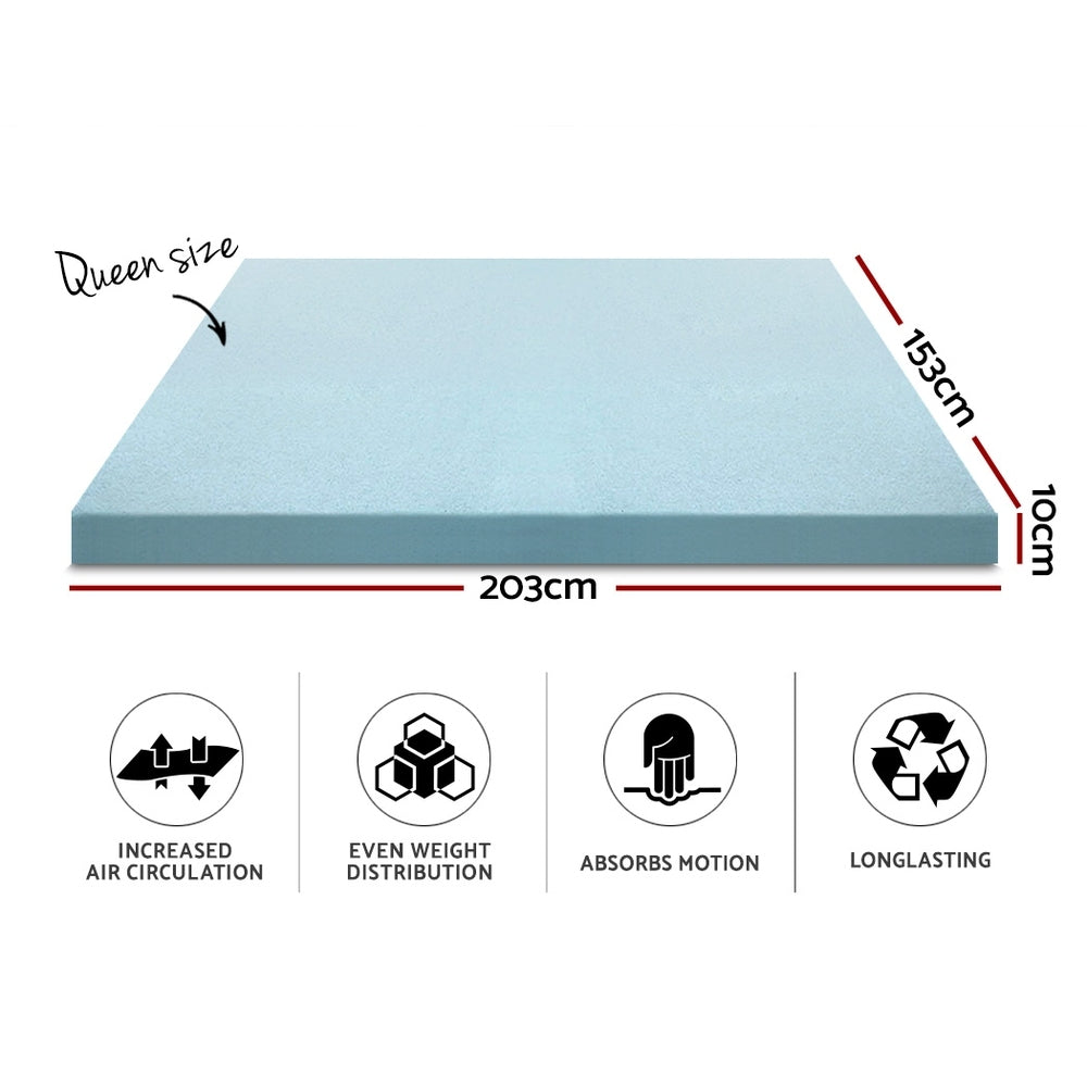 Giselle Bedding Cool Gel Memory Foam Mattress Topper w/Bamboo Cover 10cm - Queen - Delldesign Living - Furniture > Mattresses - free-shipping