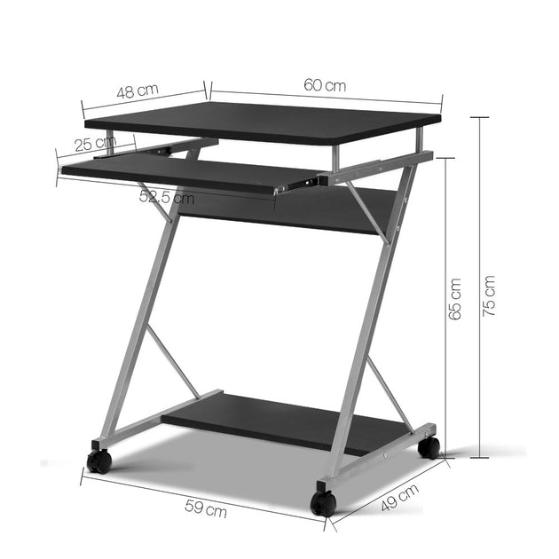 Artiss Metal Pull Out Table Desk - Black - Delldesign Living - Furniture > Office - free-shipping