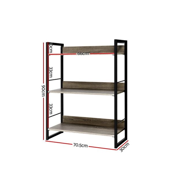 Artiss Bookshelf Display Shelves Metal Bookcase Wooden Book Shelf Wall Storage - Delldesign Living - Furniture > Office - free-shipping