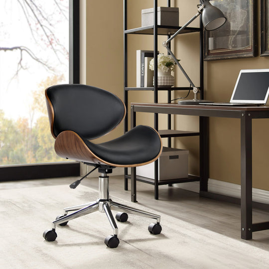 Artiss Leather Office Chair Black - Delldesign Living - Furniture > Office - free-shipping