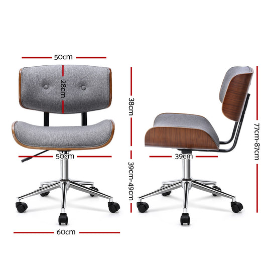 Artiss Wooden Fabric Office Chair Grey - Delldesign Living - Furniture > Office - free-shipping