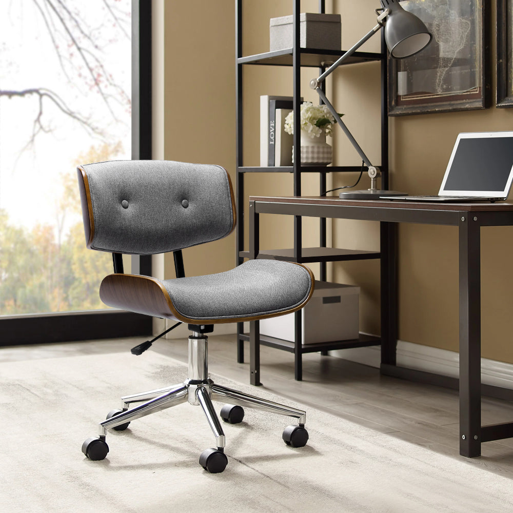 Artiss Wooden Fabric Office Chair Grey - Delldesign Living - Furniture > Office - free-shipping
