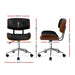 Artiss Wooden Office Chair Black Leather - Delldesign Living - Furniture > Office - free-shipping