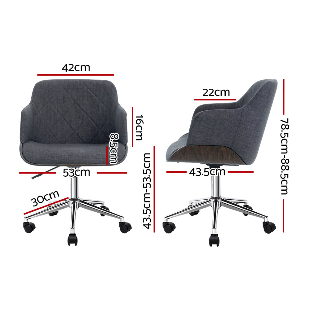 Artiss Wooden Office Chair Computer Gaming Chairs Executive Fabric Grey - Delldesign Living - Furniture > Office - free-shipping