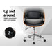 Artiss Office Chair Wooden and Leather Black - Delldesign Living - Furniture > Office - free-shipping