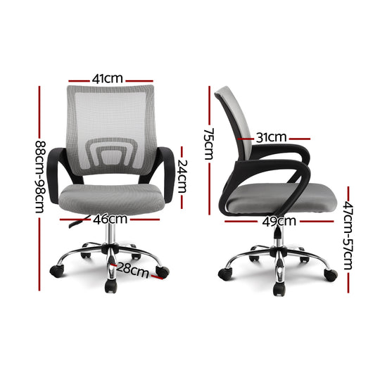 Artiss Office Chair Gaming Chair Computer Mesh Chairs Executive Mid Back Grey - Delldesign Living - Furniture > Office - free-shipping